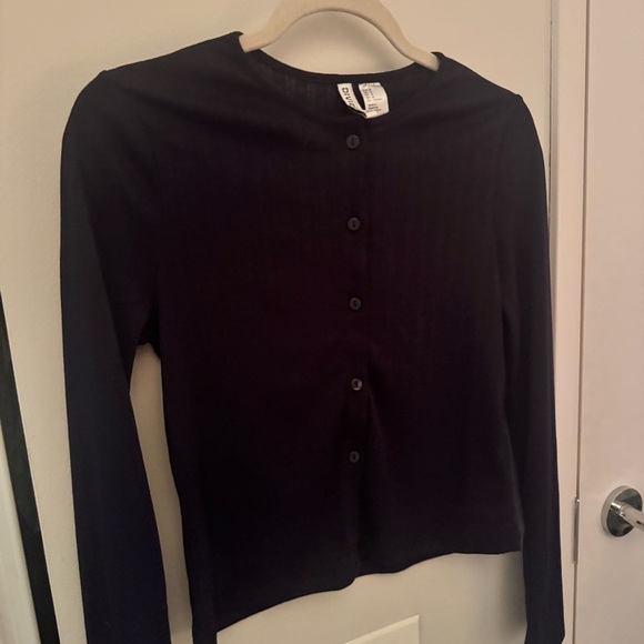 H&M POINTELLE JERSEY CARDIGAN - NAVY - Picture 4 of 5